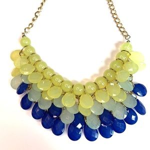 Blue and Yellow  Beaded Necklace